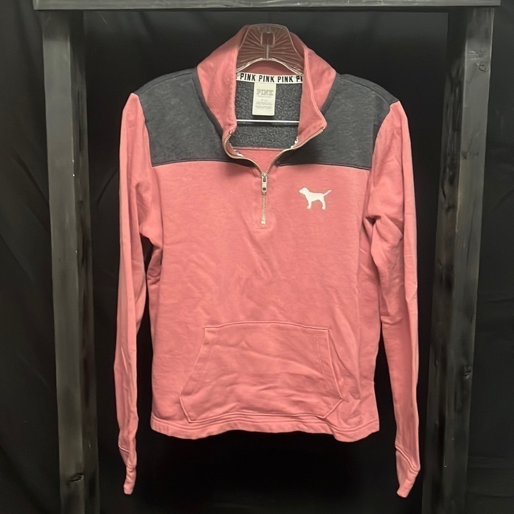 Pink- Victoria’s Secret lightweight fleece zippered neck sweatshirt